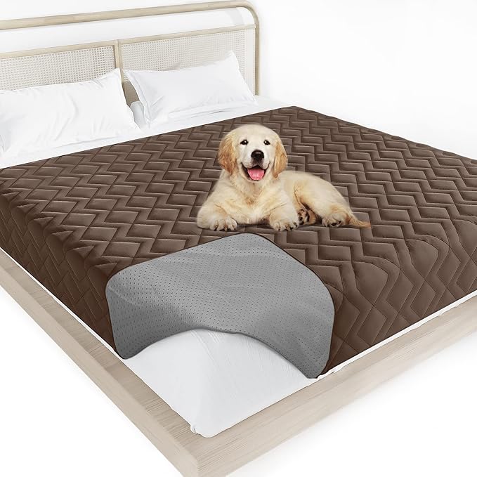 Moonsea Waterproof Blanket Dog Bed Cover with Non-Skid Bottom, Couch Cover for Dogs, Mattress Protector Furniture Protector, Bed Couch Sofa(52" X 82"), Chocolate by Moonsea