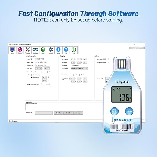 Tzone Digital Temperature Data Logger USB Single Use Temp Recorder 5 Packs,Disposable Freezer Thermometer Recording 200 Days with Auto Reports for Cold Chain Medical Refrigerator Lab IP67 Waterproof - Image 2