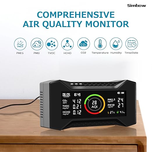8-in-1 Air Quality Monitor Indoor, CF-20 Portable Air Quality Tester CO2 Monitor (PM2.5, PM10, CO2, VOC, Formaldehyde, Humidity, Temp) Wildfire Protection Long Battery Life & Real-Time Data - Image 2