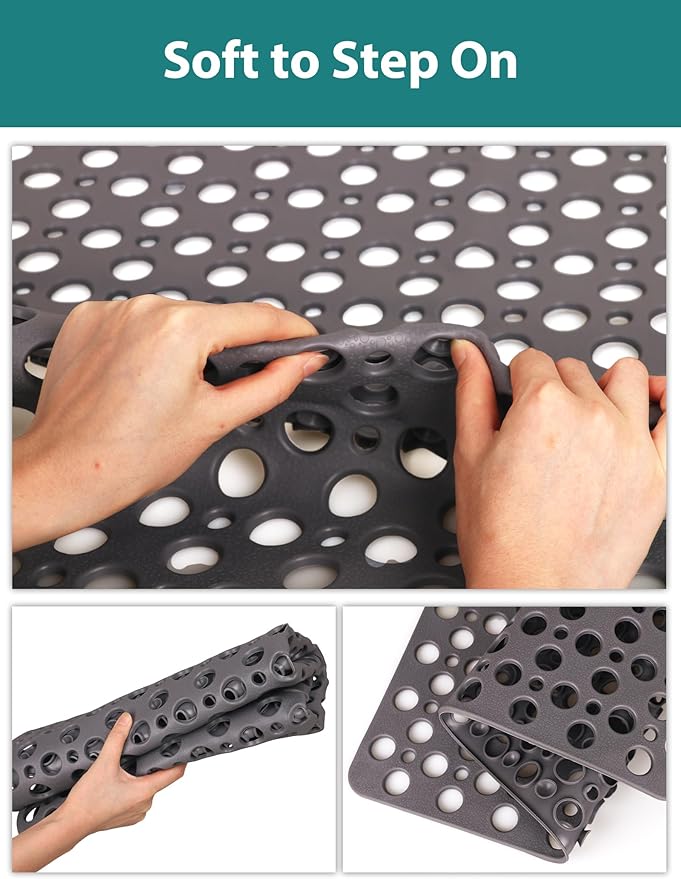 Extra Large Shower Mat, Yonala 47 x 32 Inch Non Slip Shower Mats for Inside Shower, Soft TPE Shower Floor Mat with Suction Cups and Drain Holes, Machine Washable Bathroom Shower Mat, Easy to Clean - Image 8
