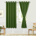 Hiasan Room Darkening Curtains for Bedroom, 60 x 72 Inches - Thermal Insulated & Energy Saving Window Drapes for Living Room/Dorm Room, Set of 2 Panels Sewn with Tiebacks, Olive Green by Hiasan