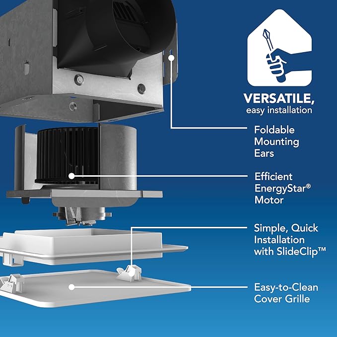 Broan-NuTone Bathroom Exhaust Fan Easy Retrofit without Attic Access, Quiet 1.5 Sones, Effective Ventilation at 80 CFM ENERGY STAR Certified Moisture and Odor Control - Image 3