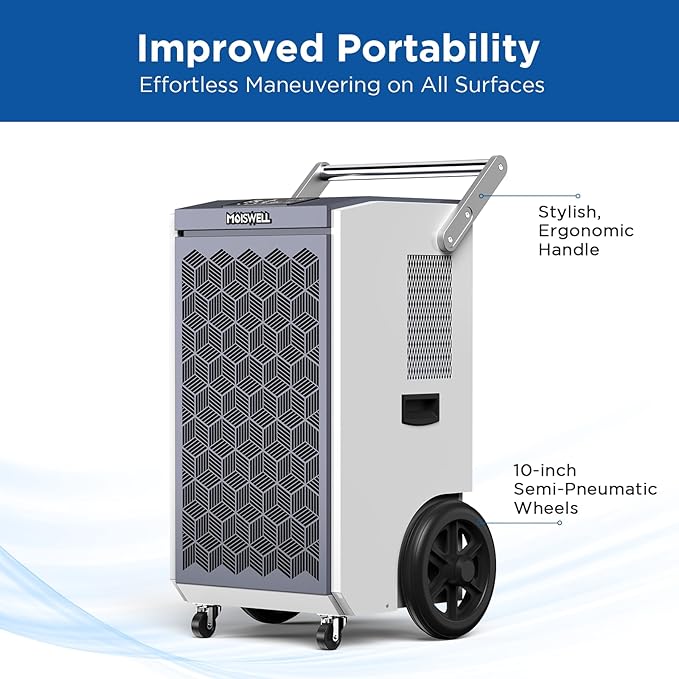 260 Pints Commercial Dehumidifier with Pump and Drain Hose for Basements, Heavy Duty Commercial Grade Dehumidifiers for Large Spaces, Warehouse, Industry Water Damage Unit, Auto Defrost - Image 5