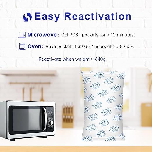 Large Desiccant Packs, 5 Packs 600 Gram Silica Gel Packets Reusable, Dehumidifier Packs for Car Desiccant, Large Moisture Absorbers for Car, Safe, 3D Filaments, Basement Garage - Image 5
