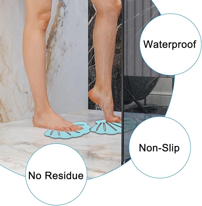 PATIKIL 12 Pcs Non Slip Bathtub Stickers, Anti Slip Shower Stickers Bathroom Shower Floor Decals Sea Shell Shape Cute Treads Tubs, Black - Image 3