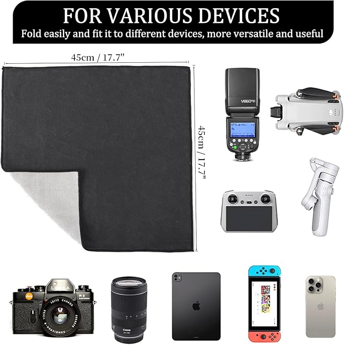 2 Pack Camera Protective Wrap, Lens Protector, Magic Self-Adhesive Cloth for DSLR/Camera Lens/Phone/Accessories, 17.7''*17.7 - Image 3