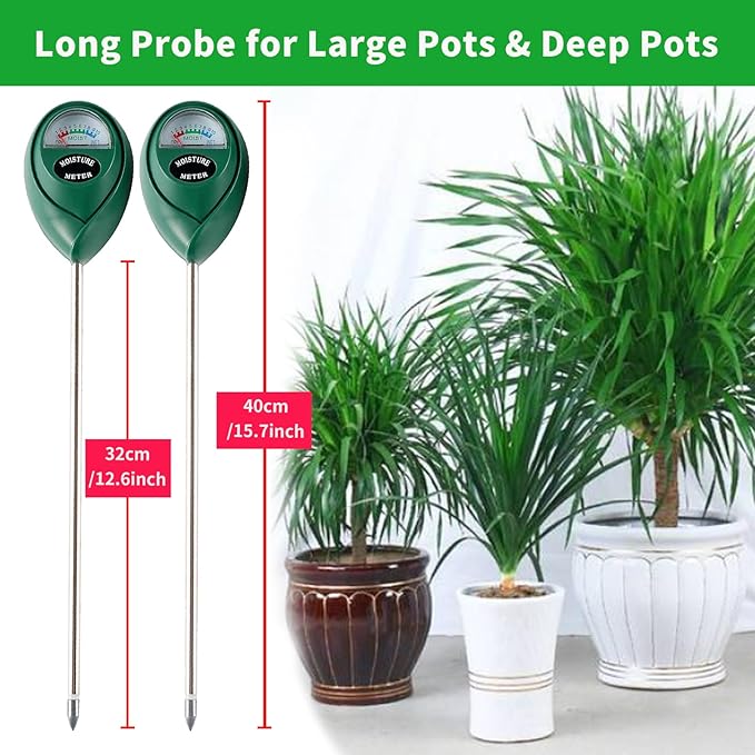 Extended Long Probe Soil Moisture Meter, 2 Pack Plant Water Meter Soil Meter Moisture Sensor Hygrometer for Indoor Outdoor Plant Care,No Battery Needed(Green) - Image 2