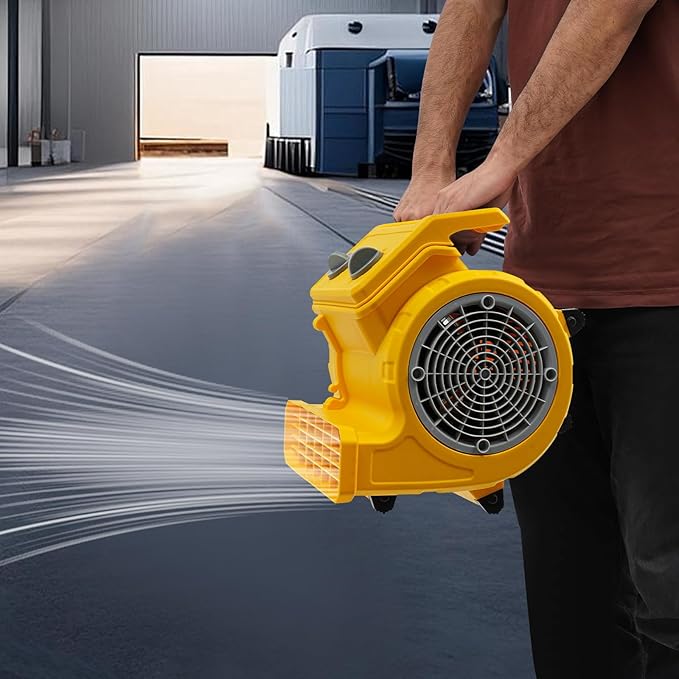 TFCFL Floor Drying Fan, Portable Floor Blower Fan with 3-Speeds & 3 Blowing Angles, For Janitorial, Plumbing, Home, Commercial, Industrial Use (Yellow) - Image 8