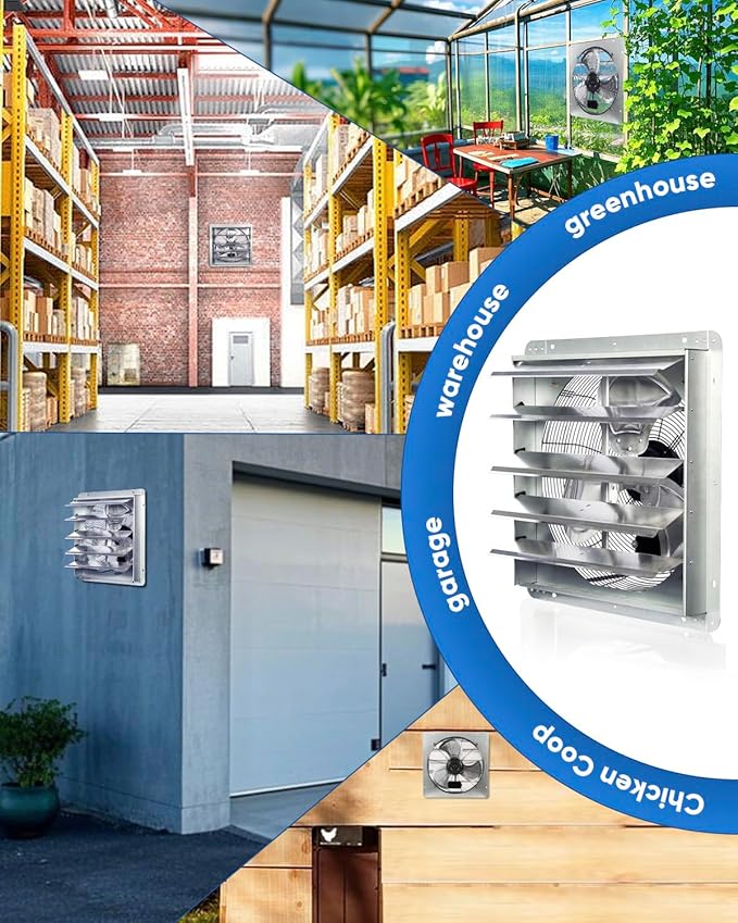 KEN BROWN 20 Inch Shutter Exhaust Fan With 1.65 Meters Power Cord Wall Mounted, High Speed 3500CFM, Vent Fan For Garages And Shops, Greenhouse,Attic Ventilation - Image 7