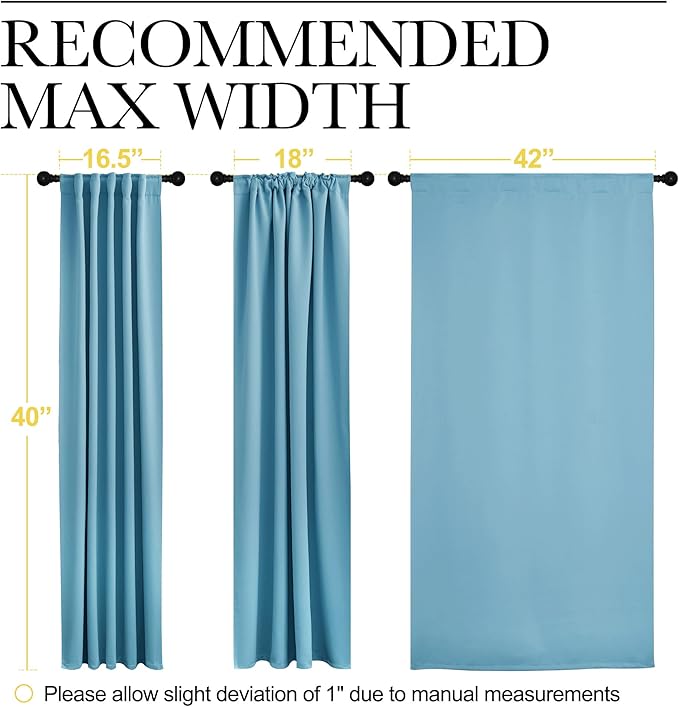 NICETOWN Blackout Window Curtains for Camper - (Teal Blue Color) 42x40 Inch, 2 Panels Set, Thermal Insulated Room Darkening Blackout Drapes/Draperies with Rod Pocket & Back Tab for Loft - Image 7