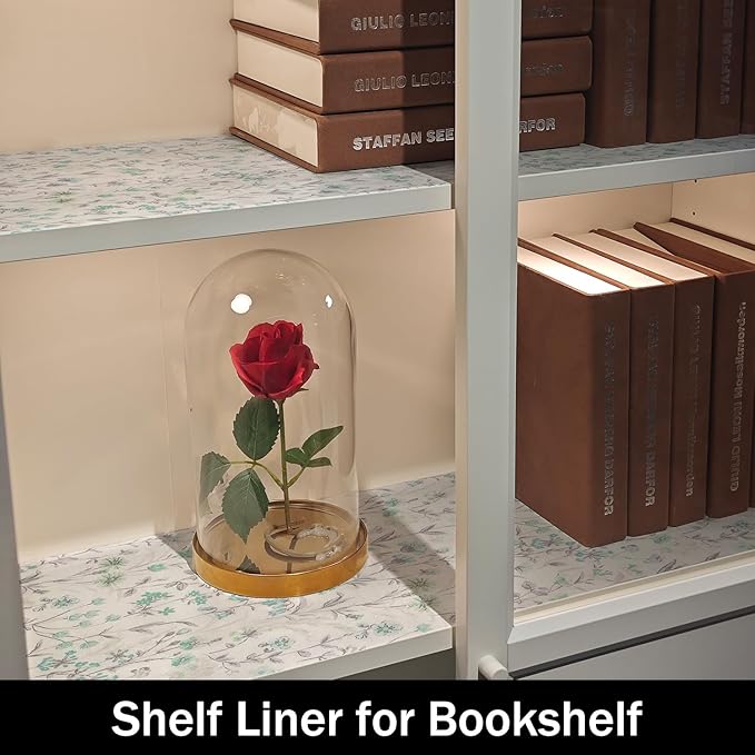 Blue and Green Floral Shelf Liners Non Adhesive and 12IN x 20FT Strong Non-Slip Shelf and Drawer Liners for Kitchen Cabinet Wire Fridge, Waterproof Shelf Drawer Liner,Easy to Clean - Image 8