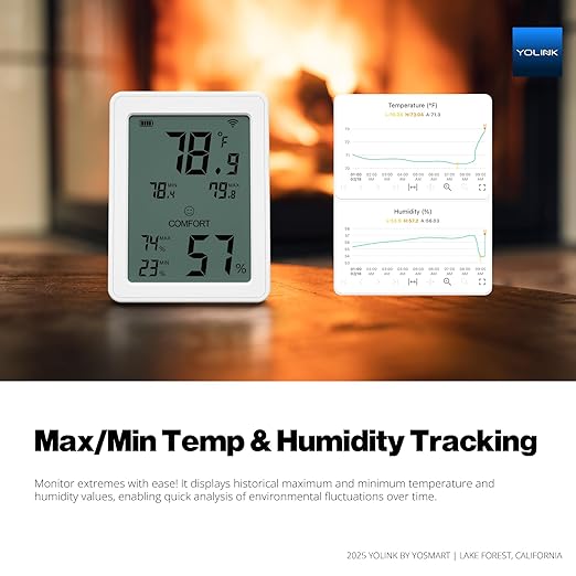 YoLink Indoor Thermometer Hygrometer YS8023 with LCD Comfort Display, Magnetic Mount for Kitchen Use, Max/Min Tracking, LoRa, 5-Year Battery, Alexa/IFTTT – Hub Required - Image 5