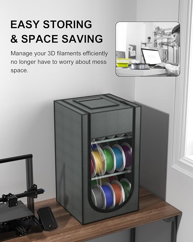 3D Printer Filament Storage Box, 30-Roll 3D Printer Filament Storage, Hard Fiber and Oxford Cloth Material, Water-Proof and dust-Proof for PLA/PETG/ABS/TPU/UV Resin and More - Image 4