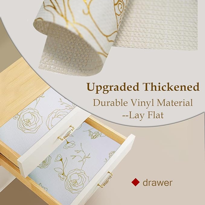 Moriah Shelf Liner Non Adhesive, Kitchen Drawer Liner Non Slip Waterproof Thickened Cabinet Protector for Bathroom Dresser Shelves Pantry(Rose,24'' x 20') - Image 4