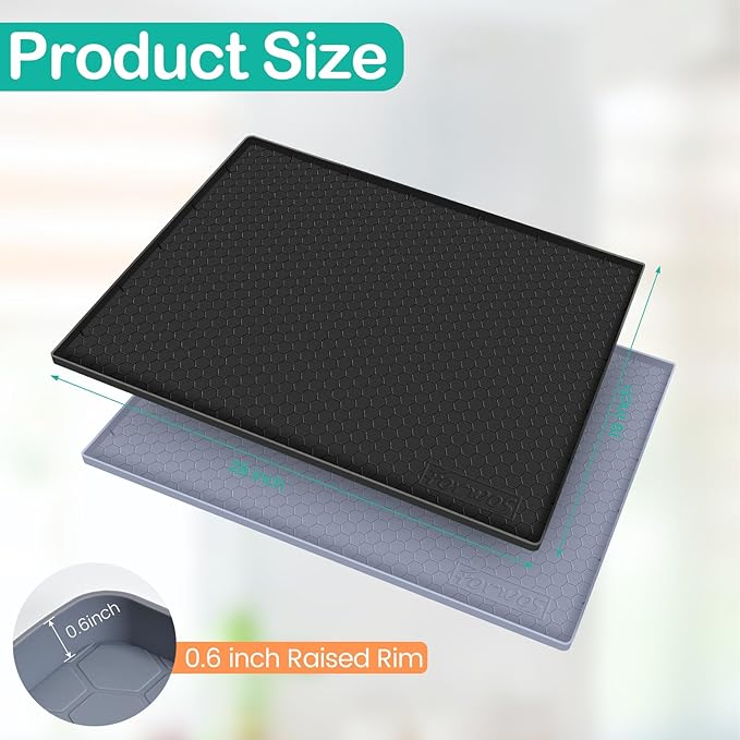Waterproof Under Sink Mat 28" x 19", Silicone Cabinet Liner, Rubber Protector for Kitchen and Bathroom, Keeps Cabinets Clean, Dry, and Organized (Black) - Image 2