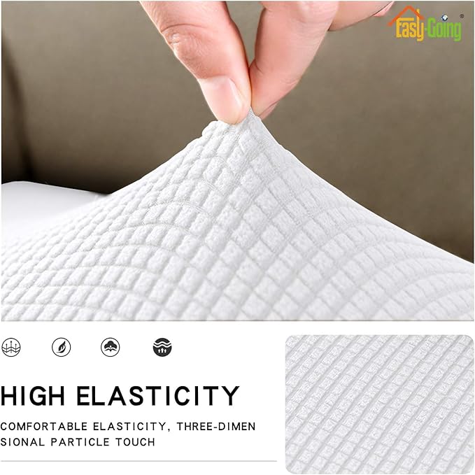 Easy-Going Stretch Cushion CoverSofa Cushion Furniture Protector Sofa Seat Sofa slipcover Sofa Cover Soft Flexibility with Elastic Bottom(Oversized Sofa Cushion,Snow White) - Image 3
