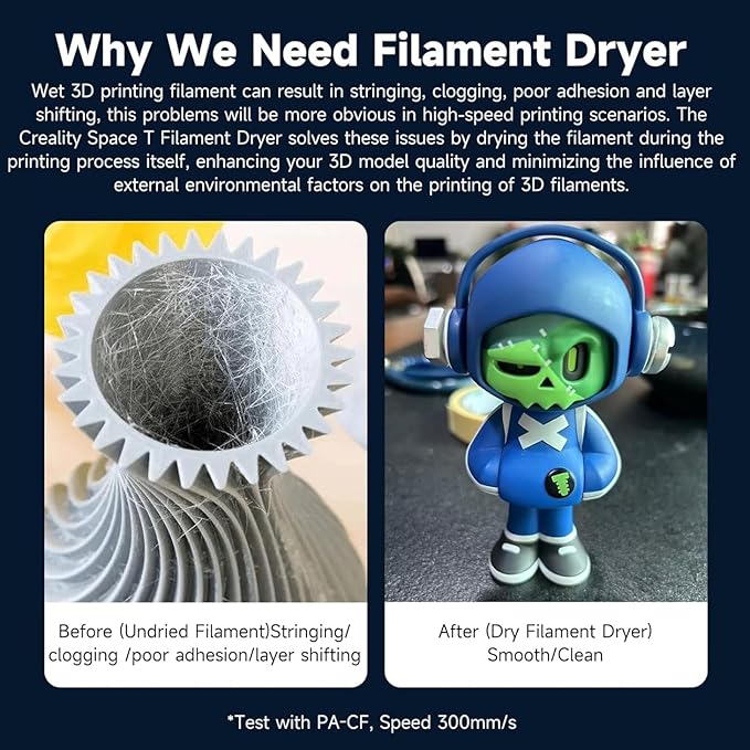 Creality Space PI Filament Dryer Plus, 2 Spools 3D Printing Filament Storage with Built-in Fan, 4” Touch Screen, 360℃ PTC Heating, Upgrade Dehydrator Storage Box for 1.75/2.85mm PLA/PETG/ABS/Nylon - Image 6