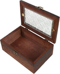 Glass Top Jewelry Organizer with Natural Wood Trinket Case, Small Dustproof Keepsake Box for European Accessories and Makeup Storage by PLAFOPE
