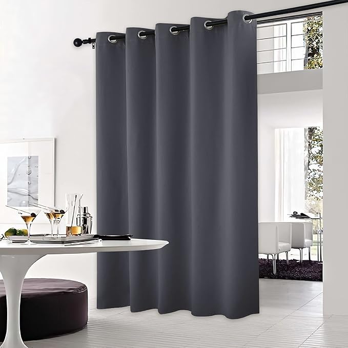 NICETOWN Sliding Door Curtains, Wide Thermal Blackout Patio Door Curtain Panel, Sliding Door Drapes/Draperies with Grommet Top (Gray, W70 x L84) - Image 6