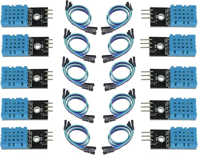 10 Pieces DHT11 Temperature & Humidity Sensor Module Digital Temperature and Humidity Sensor 3.3V-5V with Humidity Measurement Range 20%-95% and Temperature Measurement Range 0-50℃ with Dupont Wires by hiBCTR