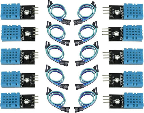 10 Pieces DHT11 Temperature & Humidity Sensor Module Digital Temperature and Humidity Sensor 3.3V-5V with Humidity Measurement Range 20%-95% and Temperature Measurement Range 0-50℃ with Dupont Wires by hiBCTR