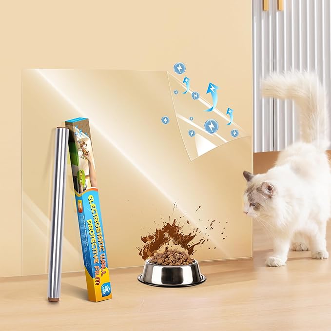 Clear Wall Protector, Electrostatic Wall Protective Film, Transparent Static Cling Plastic Stickers for Kitchen & Office from Bin, Chair Back, Furniture, Door, Dog, Cat 6.6 ft by Loiion