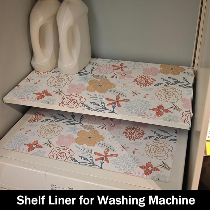 Simple Non-Slip Shelf Liner, Non-Adhesive and Strong Non-Slip Floral Shelf Cabinet Drawer Liners for Kitchen, Waterproof Cupboard Liners,Easy to Clean,12IN x 10FT,White and Colorful - Image 4
