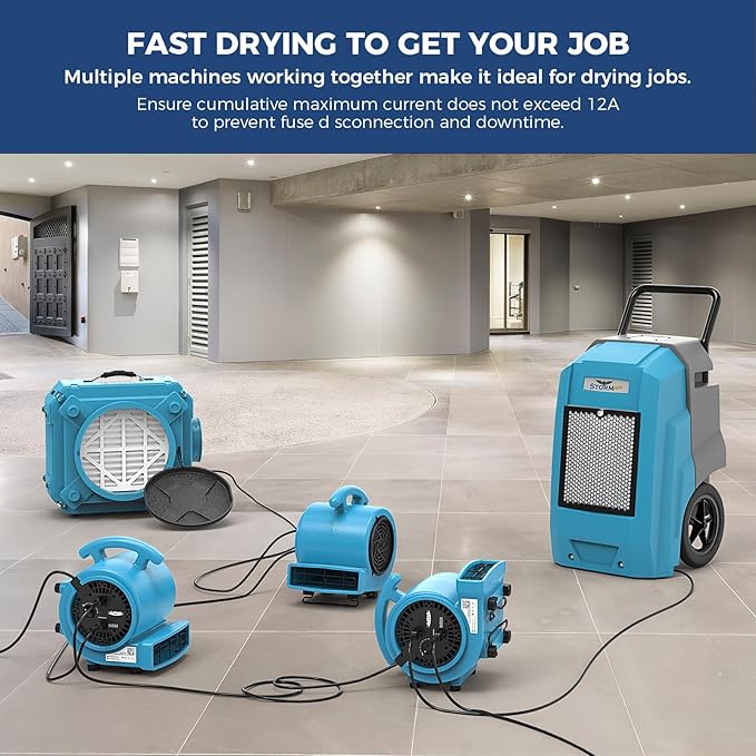 ALORAIR 1000 CFM Air Mover Blower Fan，Utility Fan with 3 Speeds, 5 Adjustable Angles and Daisy Chain - Ideal for Water Damage Restoration and Plumbing - GE1000A - Image 8