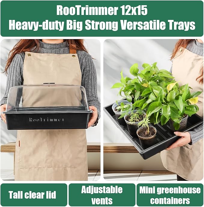 Leak-Proof Seed Starter Trays with 4" Humidity Dome & Drip Tray - 5-Pack Heavy-Duty Plastic Propagation Kit for Herbs, Microgreens, Indoor Gardening, Durable Reusable Plant Growing Trays - Image 9