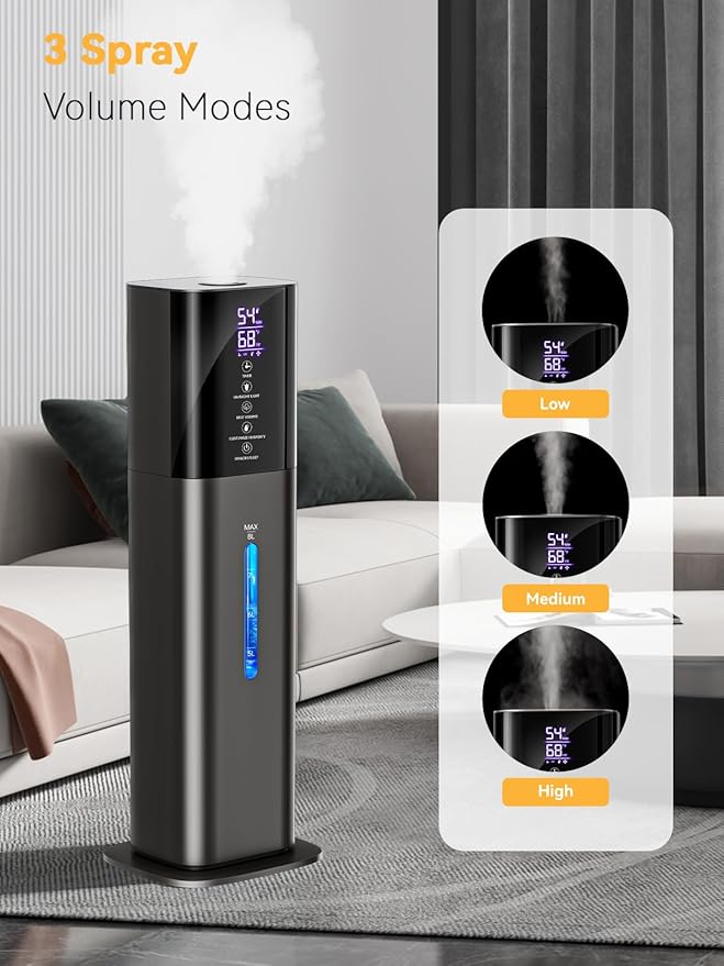 Humidifiers for Bedroom, 8L Quiet Humidifiers for Large Room with Timer, 360°Nozzle, 3 Speed Ultrasonic Cool Mist Humidifier with Humidistat for Baby, Customize humidity for Home Adults Plants - Image 6