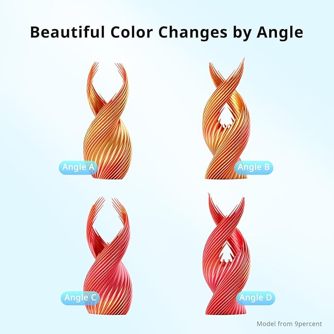 ANYCUBIC Silk Dual Color Pla Filament, 2-in-1 Chrome Coextrusion Color Change 3D Printer Filament 1.75mm Dimensional Accuracy +/- 0.02mm, Silk Texture, 1KG Reusable Spool (2.2 lbs), Red Gold - Image 5