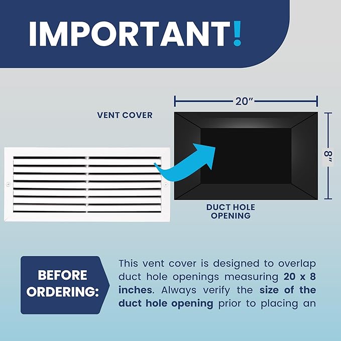 20x8 Inch (Duct Opening) Air Return Vent Cover Decorative – Premium Aluminum AC Vent Cover for Ceiling & Wall, Rustproof Grille, Ideal for Home HVAC Grille, Durable & Easy to Install by ACLAMINAIRE - Image 4