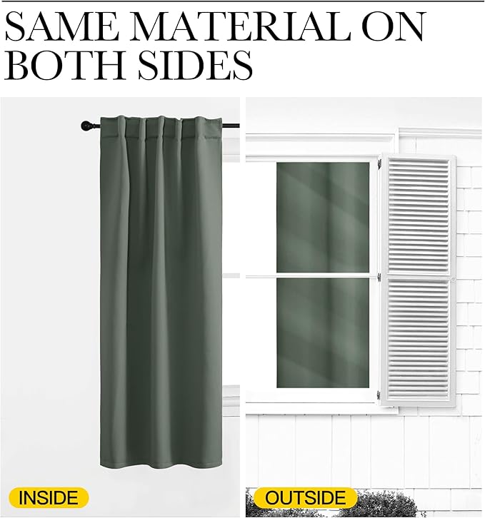 NICETOWN Blackout Curtain Panels for Living Room - (Dark Mallard Color) 42x36 inch, 2 Panels Set, Room Darkening Blackout Drapes for Window - Image 6