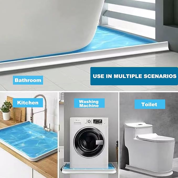 3.8" High Shower Threshold Water Dam Barrier, 2025 Upgraded 67" Collapsible Shower Water Blocker, Guard for Walk in Shower, Water Guard Stopper for Floor, Shower Door Water Blocker - Image 5
