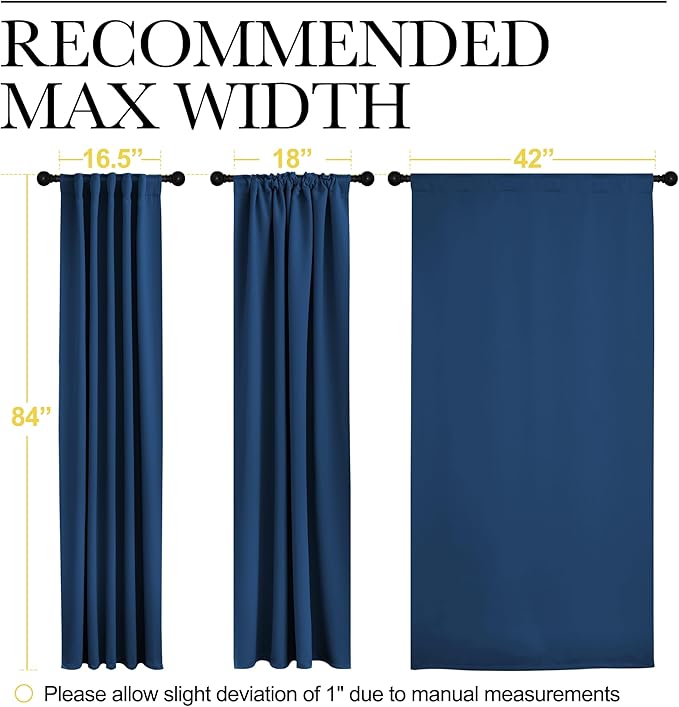 NICETOWN Vertical Blinds Window Curtain Panels - (Moroccan Blue Color) 42 by 84 Inches, Set of 2, Energy Saving Rod Pocket and Back Tab Blackout Curtains for Nursery loft Cafe Laundry - Image 7