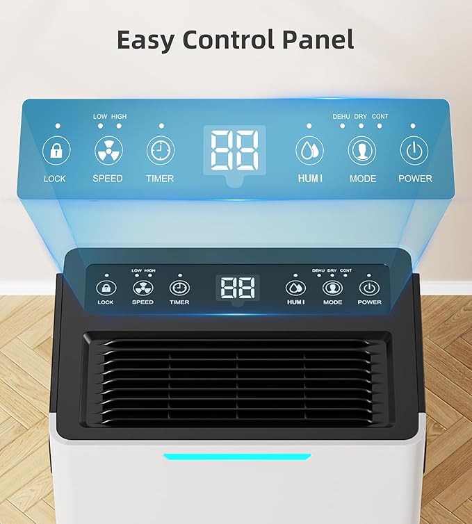 1500 Sq. ft Dehumidifier for Basement and Large Room, 21 Pints Dehumidifiers for Home with Drain Hose, Intelligent Humidity Control, 3 Modes, 24H Timer, Ideal for RV, Bathroom, Bedroom - Image 4