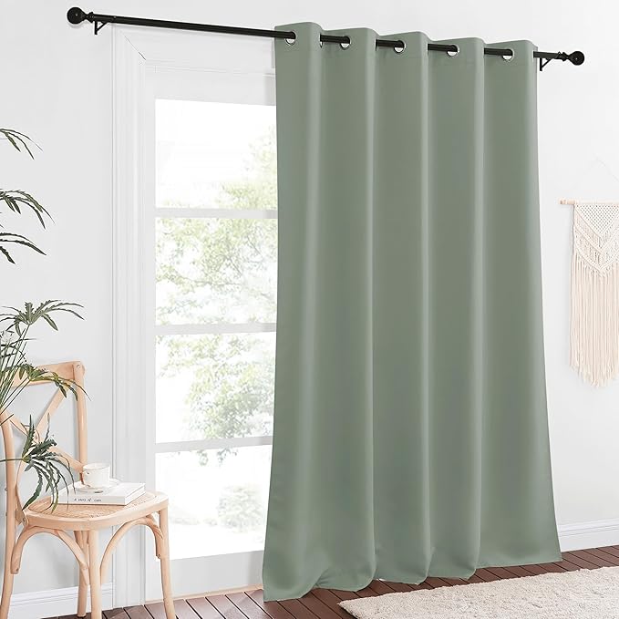 NICETOWN Sage Green Blackout Curtains for Bedroom - Grommet Thermal Insulated Family Home Window Treatments Solid Room Darkening Privacy Drape for Living Room (W66 x L102, 1 Panel) - Image 2