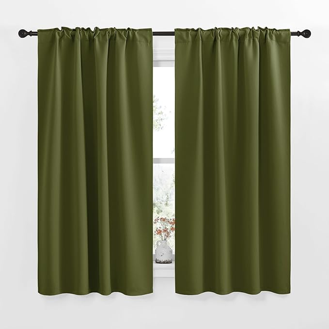 NICETOWN Blackout Window Curtains for Camper - (Olive Green Color) 34x48 Inch, 2 Panels Set, Thermal Insulated Room Darkening Blackout Drapes/Draperies with Rod Pocket & Back Tab for Loft - Image 2