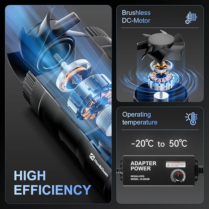 Hon&Guan 8 Inch Inline Booster Duct Fan with Speed Controller - 623 CFM Airflow with 44W Ultra-Low Power and Low Noise - Image 2
