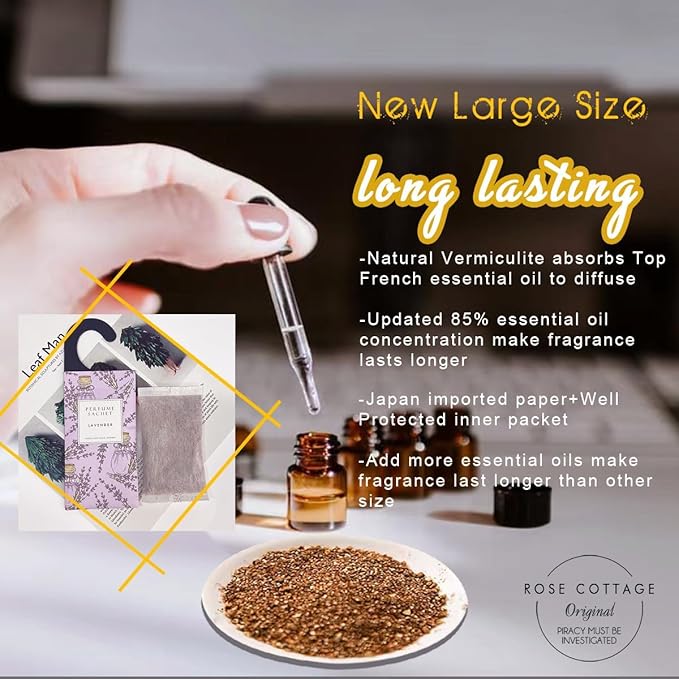 ROSE COTTAGE Large 12 Packs Fresh Linen Hanging Closet Deodorizer Air Freshener Long Lasting Scented Sachets Smell Goods for House - Image 2