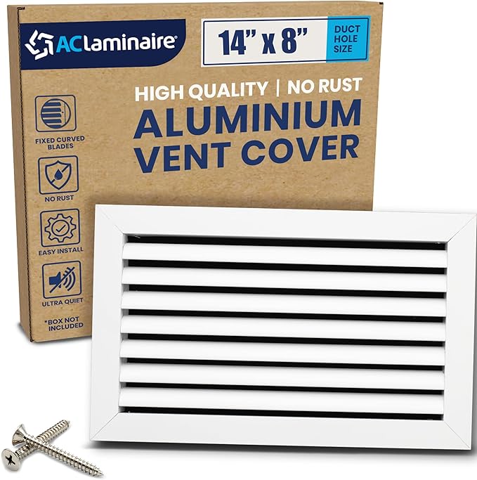 14x8 Inch (Duct Opening) Air Return Vent Cover Decorative – Premium Aluminum AC Vent Cover for Ceiling & Wall, Rustproof Grille, Ideal for Home HVAC Grille, Durable & Easy to Install by ACLAMINAIRE by LAMINAIRE