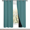 NICETOWN 100% Blackout Window Curtain Panels, Sea Teal, 2 Pieces, 42-inch Wide Per Panel, Full Light Blocking Drapes with Black Liner for Nursery, 72-inch Drop Thermal Insulated Draperies by NICETOWN