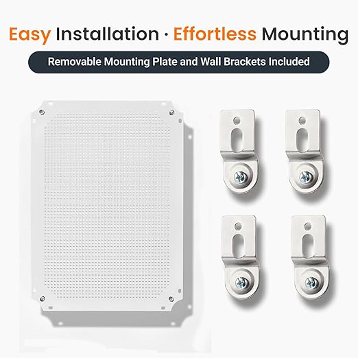 QILIPSU Waterproof Junction Box IP67 Outdoor Plastic Electrical Project Enclosure Weatherproof with Mounting Plate, Wall Brackets, Hinged Grey Cover 16.1"x12.2"x7.1" - Image 8