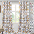 H.VERSAILTEX Blackout Curtains Printed Design 96 Inch Length 2 Panels Set Thermal Insulated Curtains for Bedroom Living Room Geometric Modern Grommet Window Drapes - Mustard and Grey by HVERSAILTEX