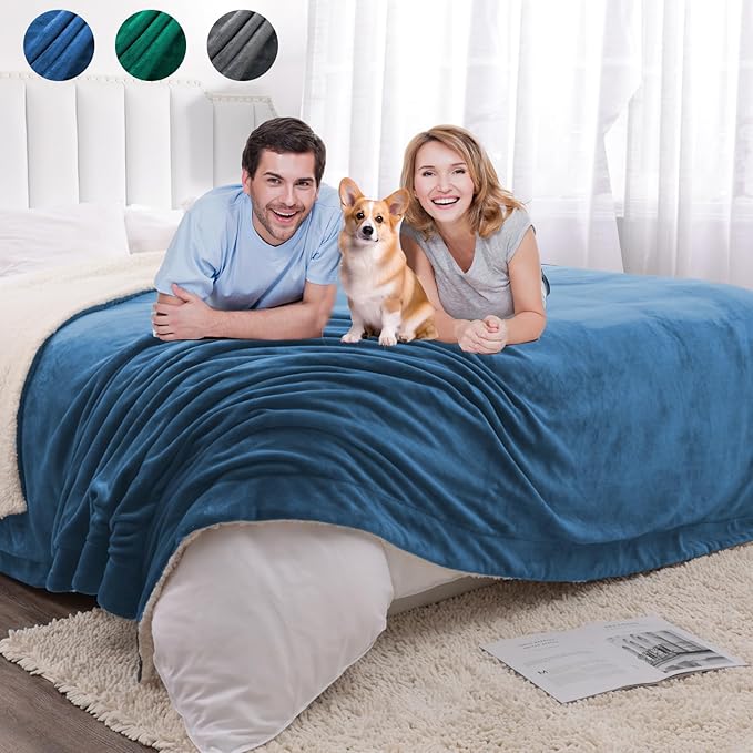 Waterproof Bed Blanket for Bed King Size 80''x90'', Water Proof and Stain Resistant Couch Blanket Soft Leakproof Plush Throw Blankets Fleece Protector Reversible Mattress(Blue) by GBYcLywBathroomDecor