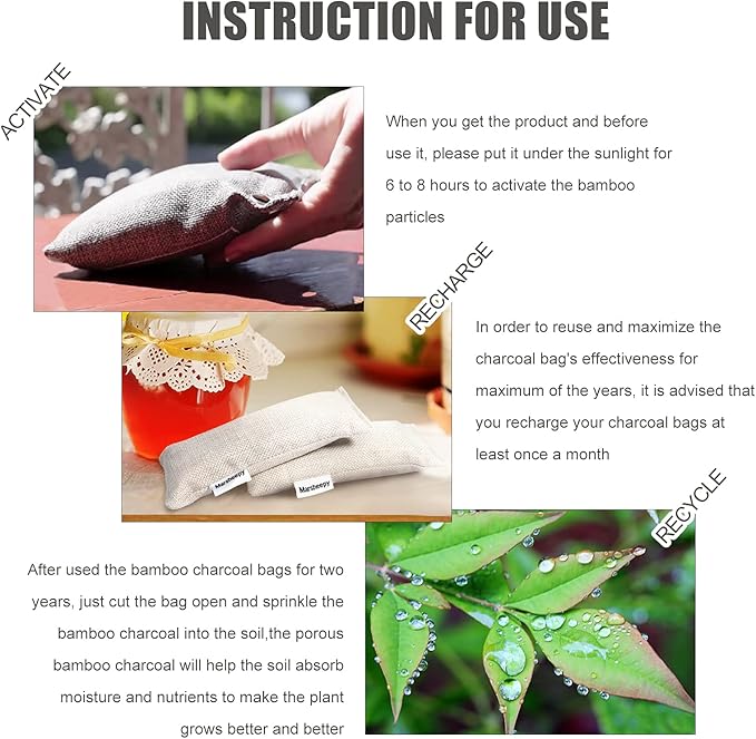 12 Pack Bamboo Charcoal Shoe Deodorizer Bags，Shoe Odor Eliminator,Charcoal Air Purifying Bags, Activated Charcoal Odor Absorber for Gym Bag, Car, Pet, Closet - Image 7