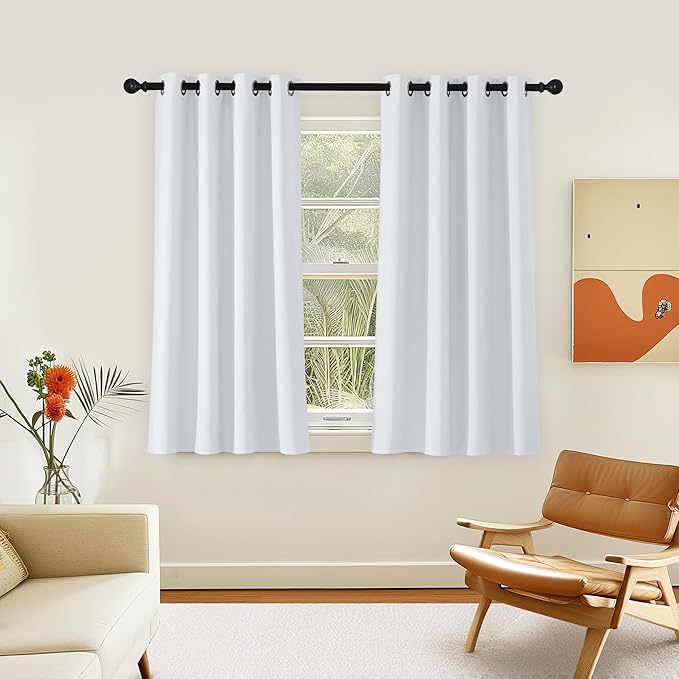 NICETOWN Greyish White Curtain for Bedroom, Room Darkening Solid Thermal Insulated Grommet Light Blocking Window Treatment for Nusery/Children Room, 1 Panel, W46 x L54 by NICETOWN