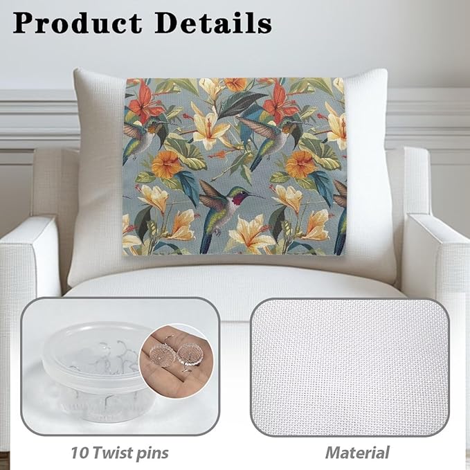 Hummingbird Armrest Cover Non-Slip Headrest Protector Stain Resistant Fabric Floral Pattern Protective Cover for Sofa Couch Theater Seat Folding Furniture Headrest Cover Easy to Install - Image 5