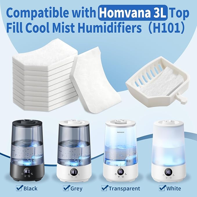 50 Pack Unscented Humidifier Aroma Pad, Humidifier Replacement Filters Compatible with Homvana 3.6L Cool Mist Top-Fill Humidifiers for Bedroom Home, Diffuse Fragrances - Image 2
