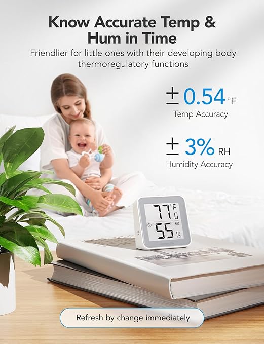 GoveeLife E-Ink Bluetooth Thermometer Hygrometer, Smart Digital Indoor Wireless Temperature Humidity Sensor with Alert, Free Data Storage Export, for Home Room Greenhouse Wall, 2 Pcak (with Battery) - Image 4